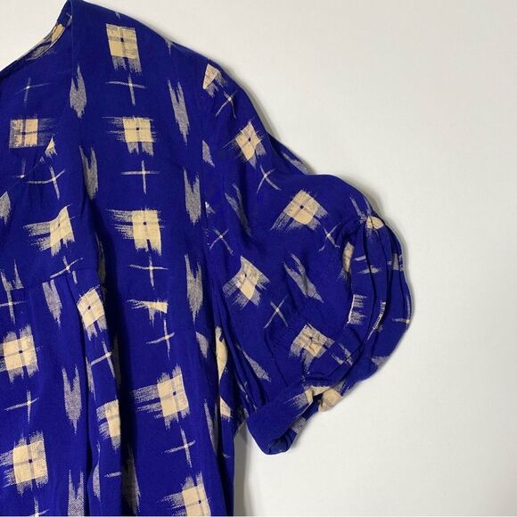 Anthroplogie Holding Horses Blue Abstract Tunic Top W/ Pockets Women's Size M - Picture 5 of 16